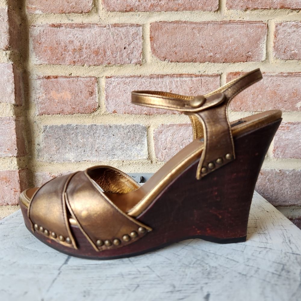 Prada Gold Bronze Wedge Size 37 - Picture 3 of 15